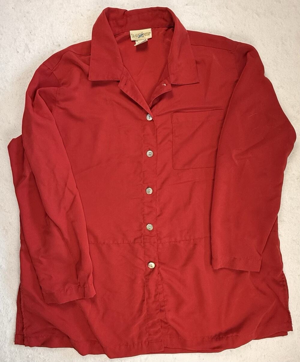 Travelsmith shirt women PL red Vacation Resortwear